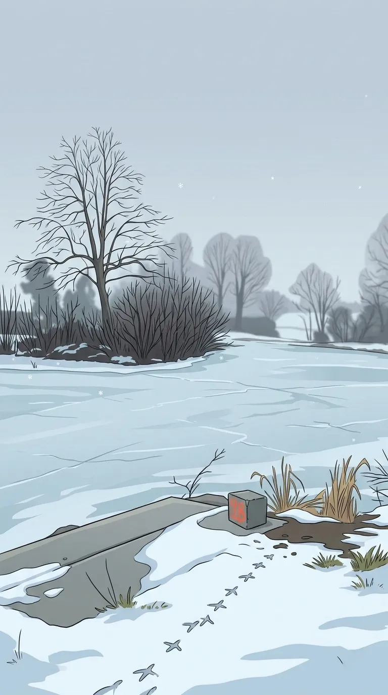 L'étang de Velaines sous la neige dans le Tournaisis